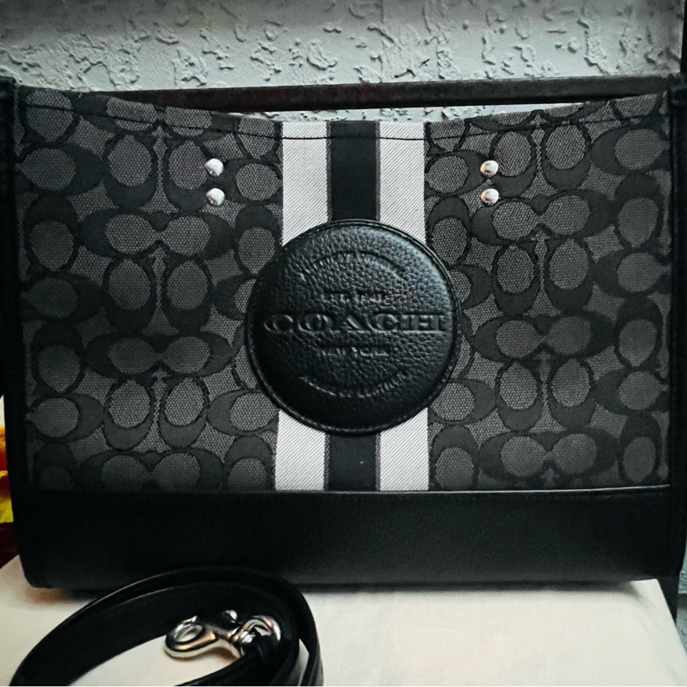 Coach Dempsey Carryall In Signature Jacquard With Stripe And Coach Patch